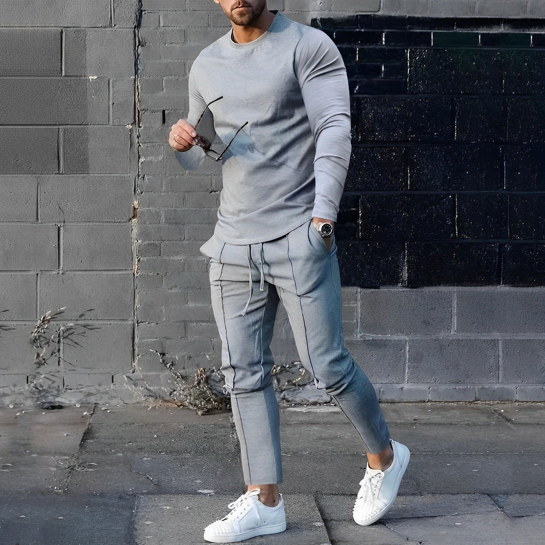 Stylish 2-piece Men's Outfit - UrbanEase-Gray-S-Nora Luxe
