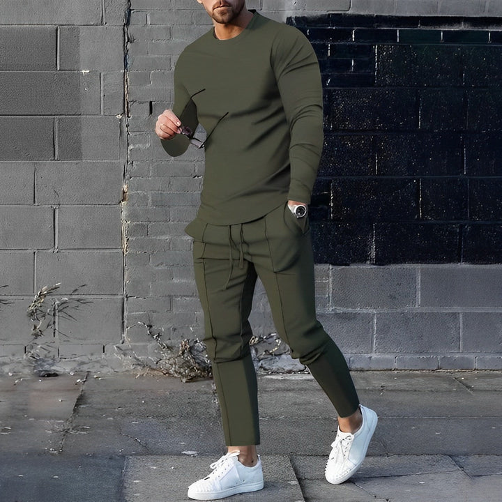 Stylish 2-piece Men's Outfit - UrbanEase-Olive Green-S-Nora Luxe