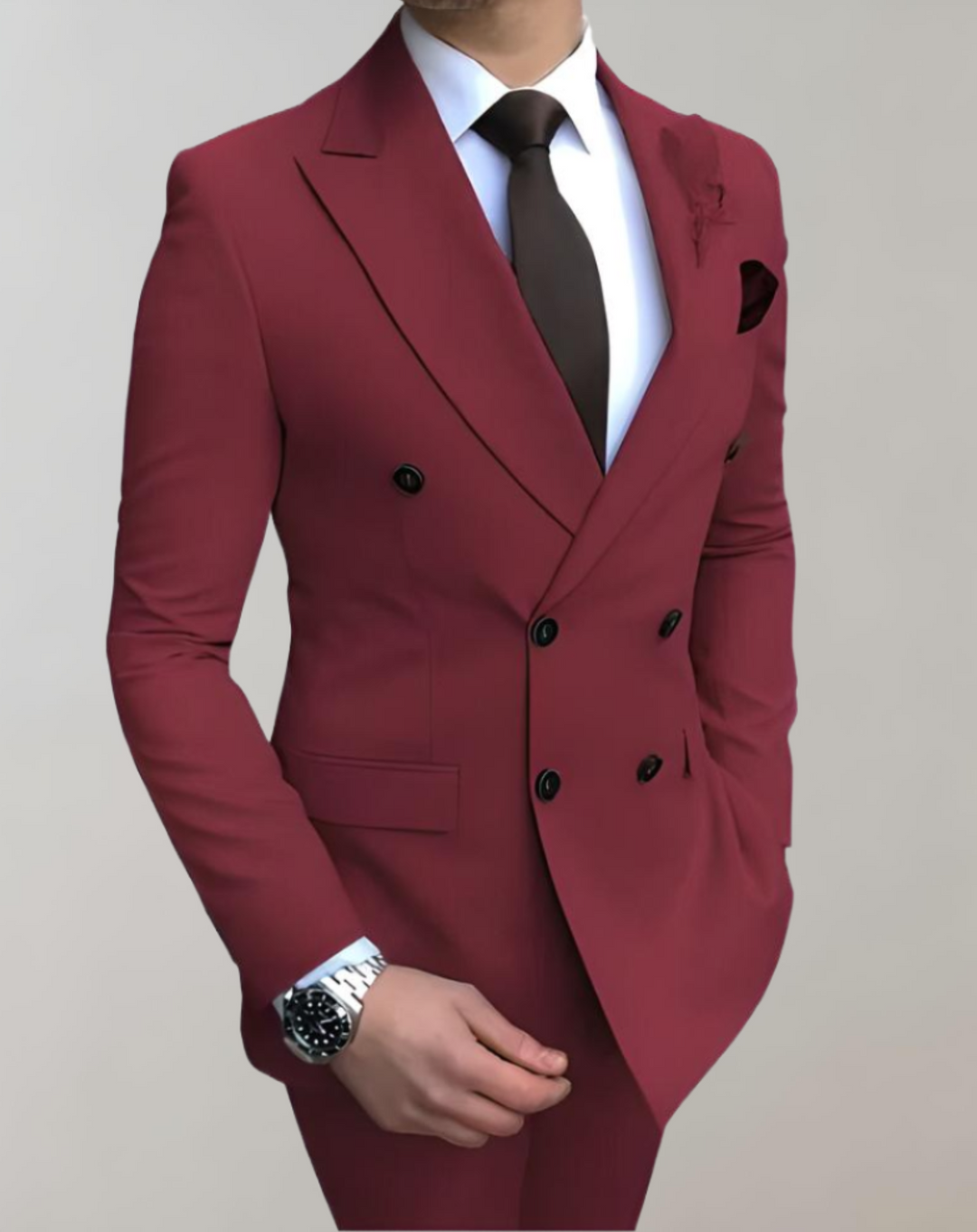 Stylish 2-Piece Men's Suit - Leon-Bordeaux Red-S-Nora Luxe