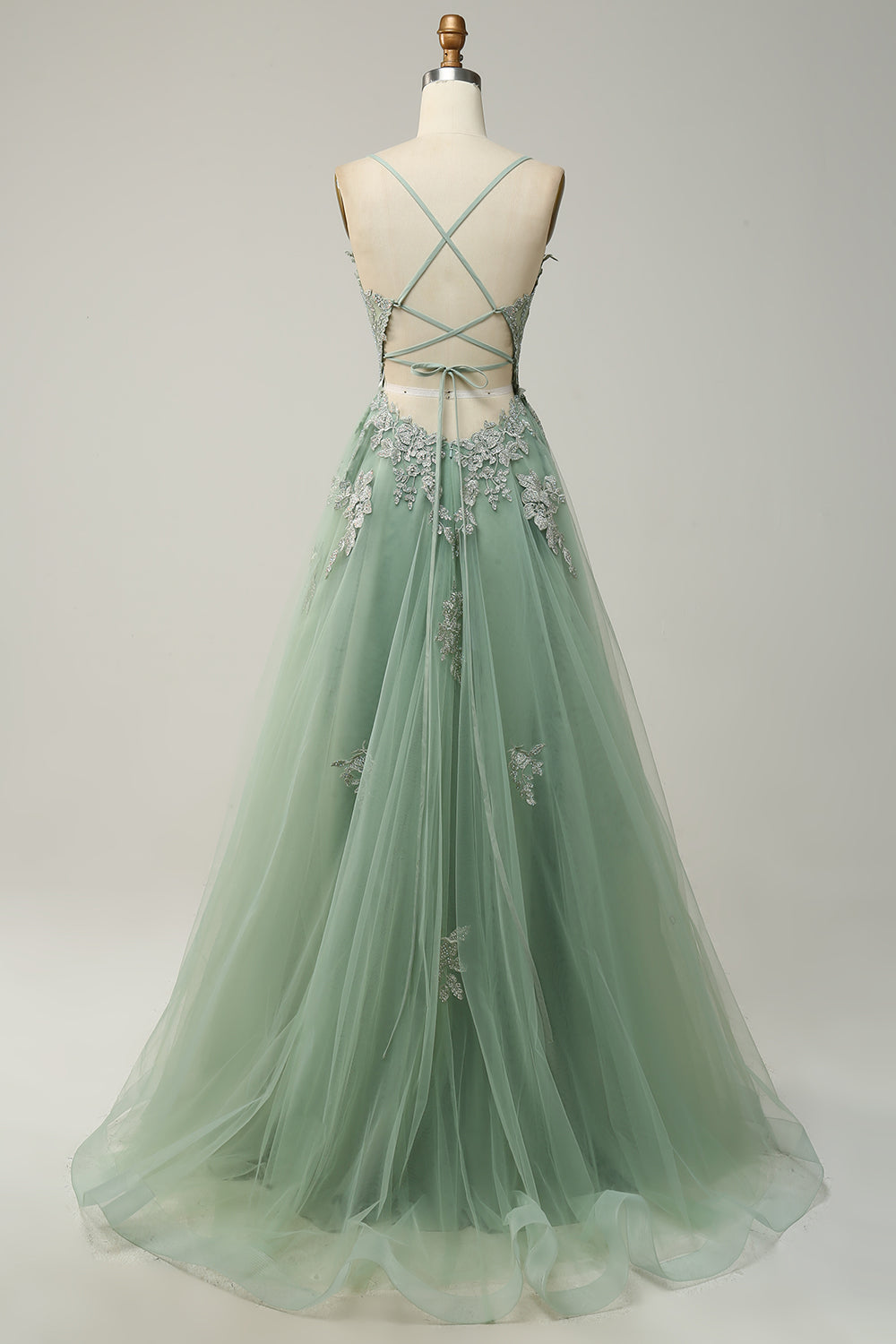 Stylish A-Line Evening Dress - Emilia-Grey-blue-0-Nora Luxe