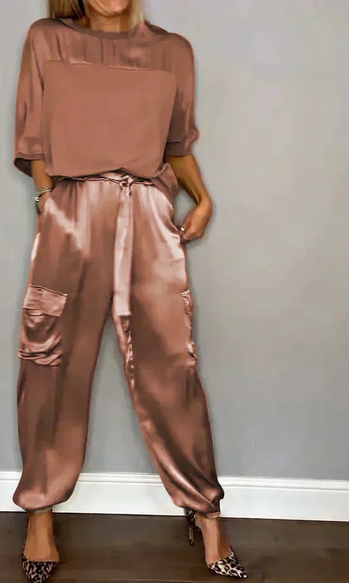 Stylish & Airy Women's Satin Jumpsuit for Special Occasions – Yasmina-Brown-S-Nora Luxe