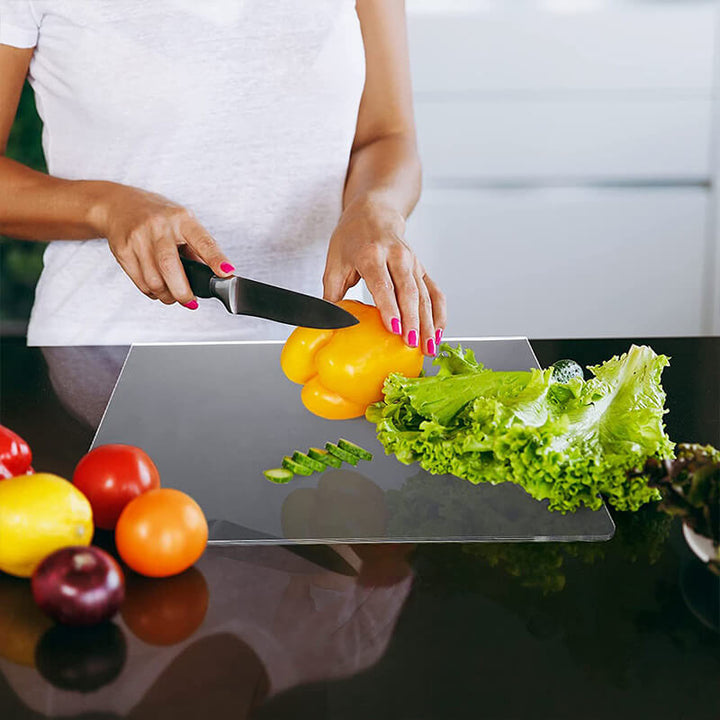 Stylish and Safe Non-Slip Cutting Board - GlassEdge-17.72 x 13.78 in-Nora Luxe