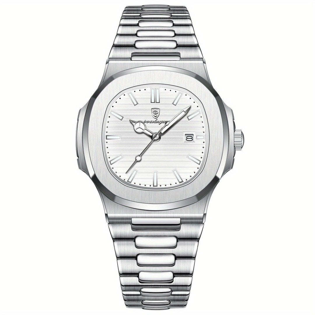 Stylish and Sustainable Men's Wristwatch - ValorLuxe-Silver / White-Nora Luxe