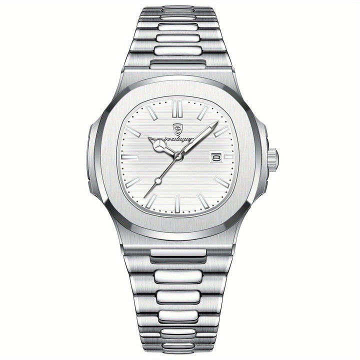 Stylish and Sustainable Men's Wristwatch - ValorLuxe-Silver / White-Nora Luxe