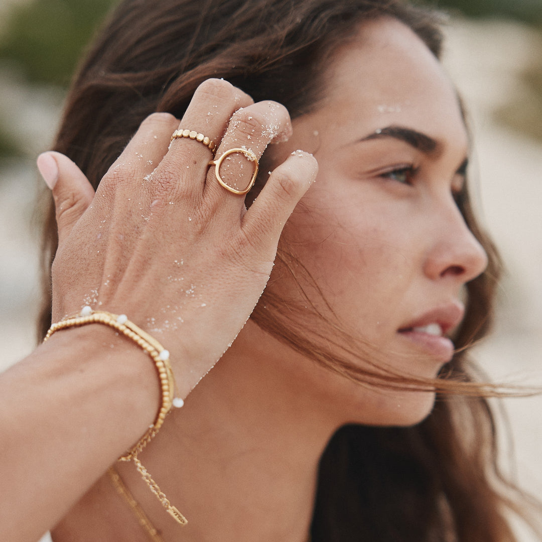 Stylish Beaded Ring - Elina-5-Gold-Nora Luxe