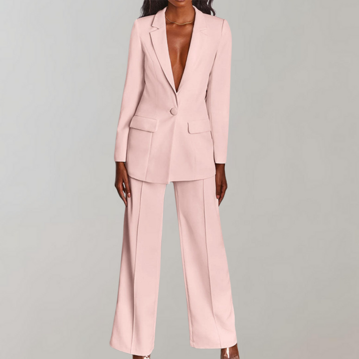 Stylish Blazer and Trouser Set - Elena-Yellow-S-Nora Luxe