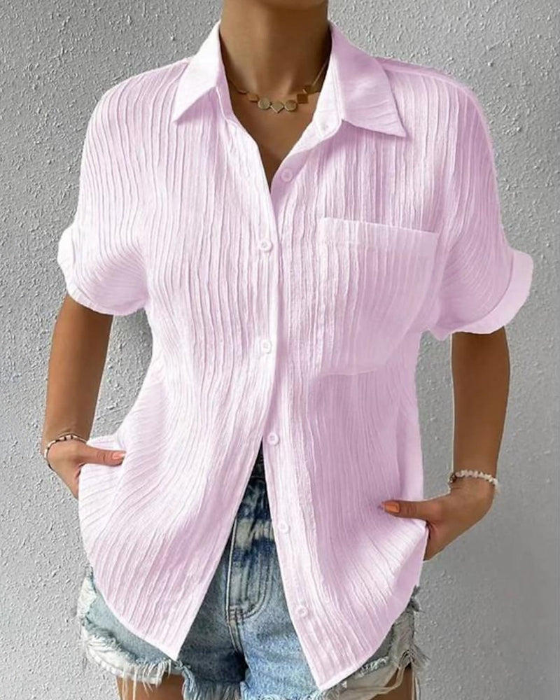 Stylish blouse with short sleeves – Elena-Pink-S-Nora Luxe
