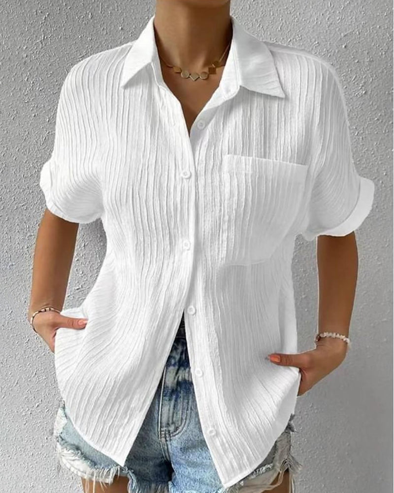 Stylish blouse with short sleeves – Elena-White-S-Nora Luxe