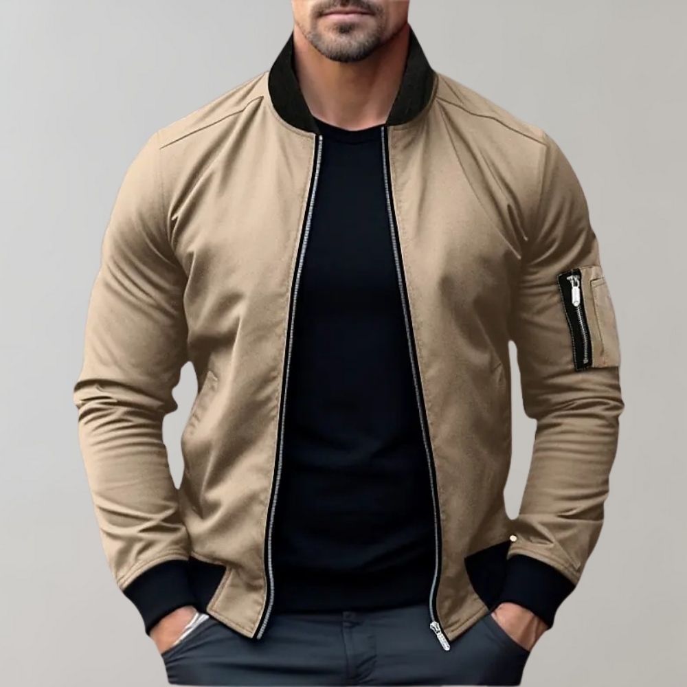 Stylish Bomber Jacket for Men - Rafa-Khaki-M-Nora Luxe