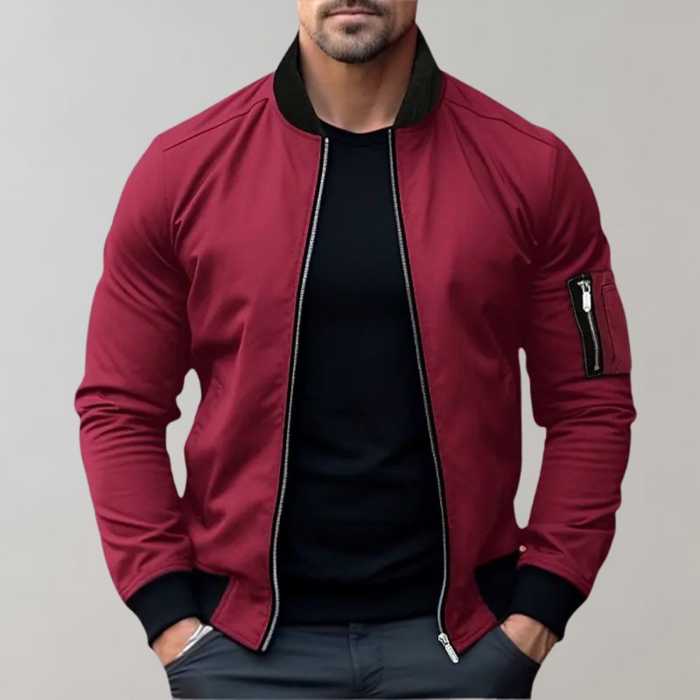Stylish Bomber Jacket for Men - Rafa-Red-M-Nora Luxe