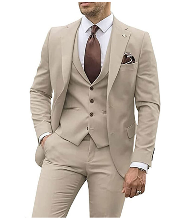 Stylish Business Outfit for Men (Jacket + Trousers) - Victor-Beige-XS-Nora Luxe
