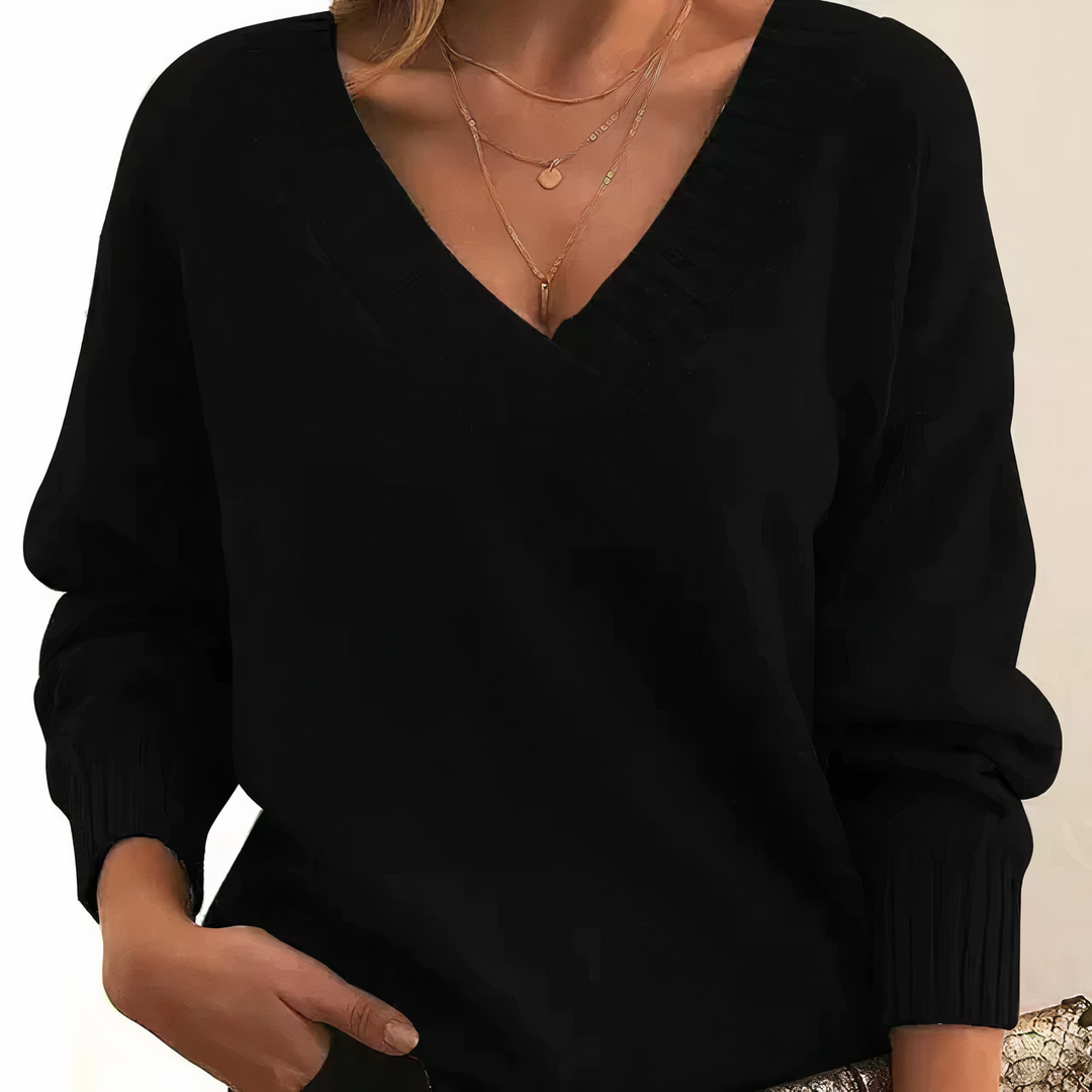Stylish Cashmere Ladies Sweater - Isabella-Black-S-Nora Luxe
