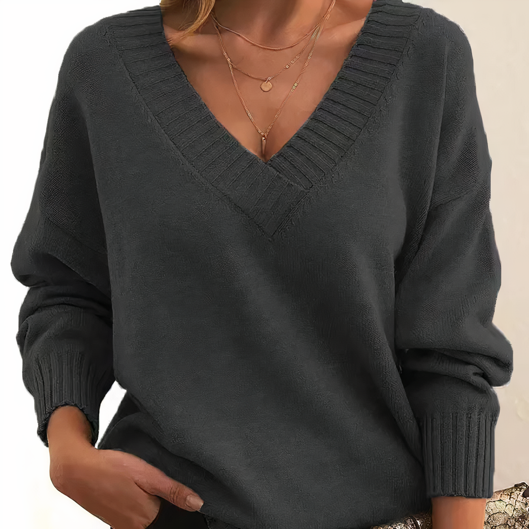 Stylish Cashmere Ladies Sweater - Isabella-Dark Gray-S-Nora Luxe