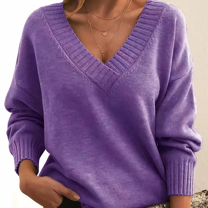 Stylish Cashmere Ladies Sweater - Isabella-Purple-S-Nora Luxe