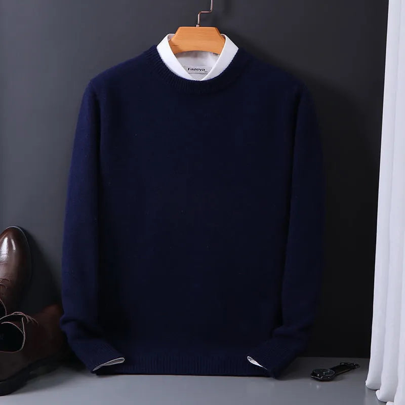 Stylish Cashmere Men's Sweater - Oliver-Dark Blue-XS-Nora Luxe