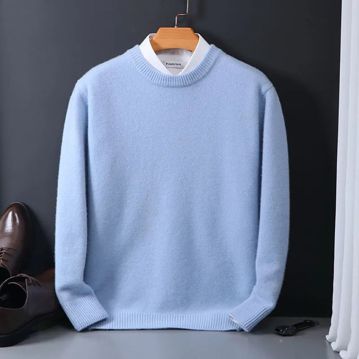 Stylish Cashmere Men's Sweater - Theo-Light Blue-M-Nora Luxe