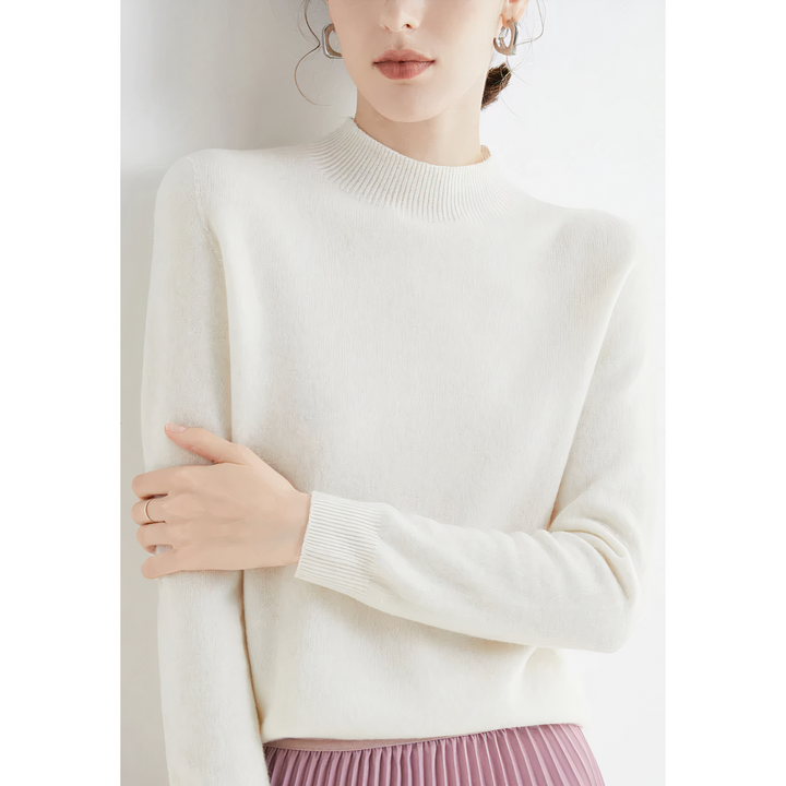 Stylish Cashmere Sweater - Marlena-White-S-Nora Luxe