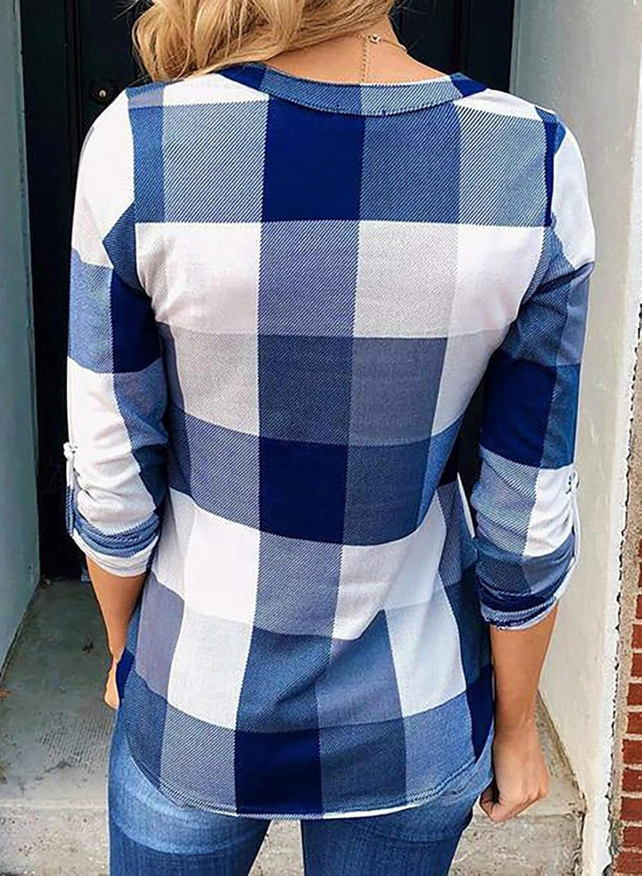 Stylish Casual Checked Ladies' Blouse - Lara-Black-S-Nora Luxe