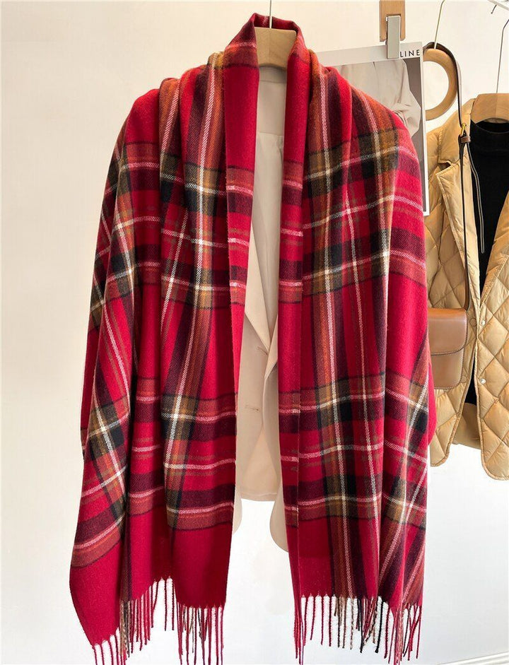 Stylish Checked Women's Scarf - Liora-Red-Nora Luxe