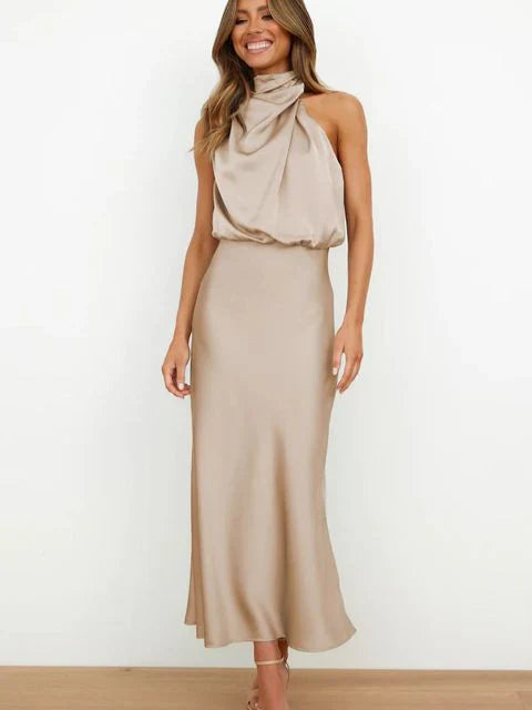 Stylish Cocktail Dress - Mila-Khaki-S-The Livary