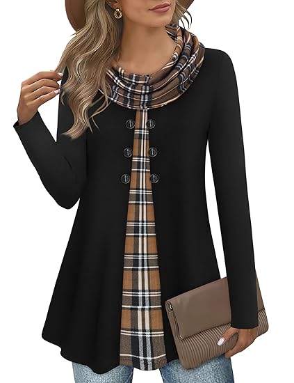 Stylish Color Block Pullover Sweatshirt for Ladies - Bella-Black/Brown-S-Nora Luxe