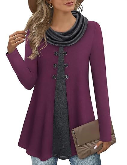 Stylish Color Block Pullover Sweatshirt for Ladies - Bella-Magenta/Gray-S-Nora Luxe