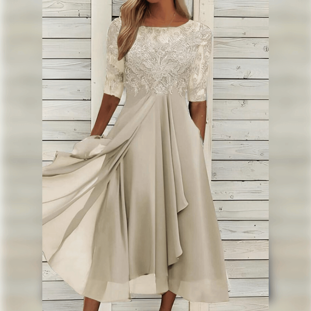 Stylish Comfortable Dress - Olivia-Beige-S-Nora Luxe