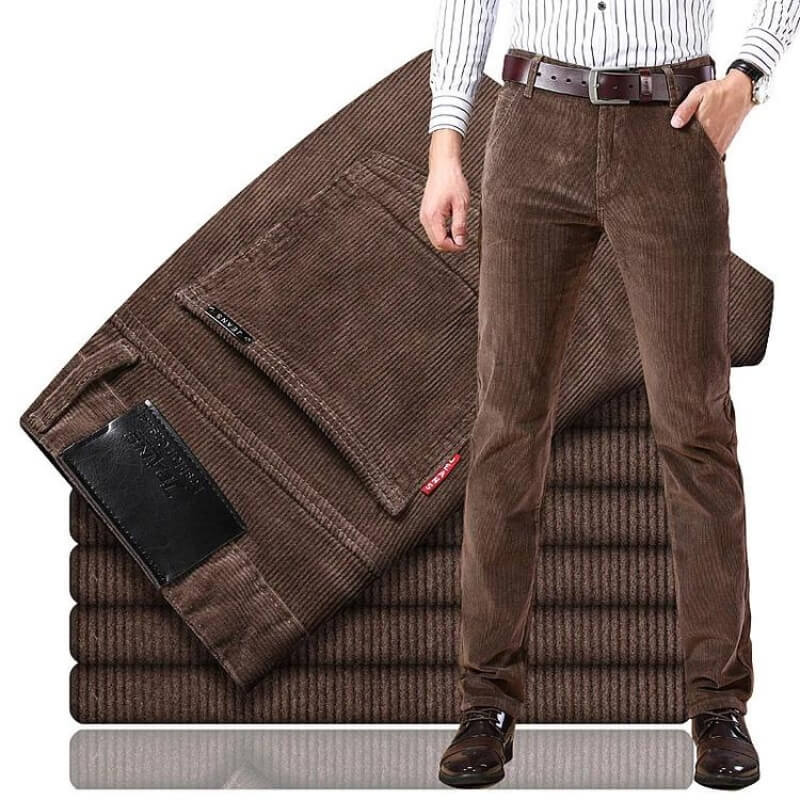Stylish Corduroy Men's Trousers - Kenny-Brown-28-Nora Luxe