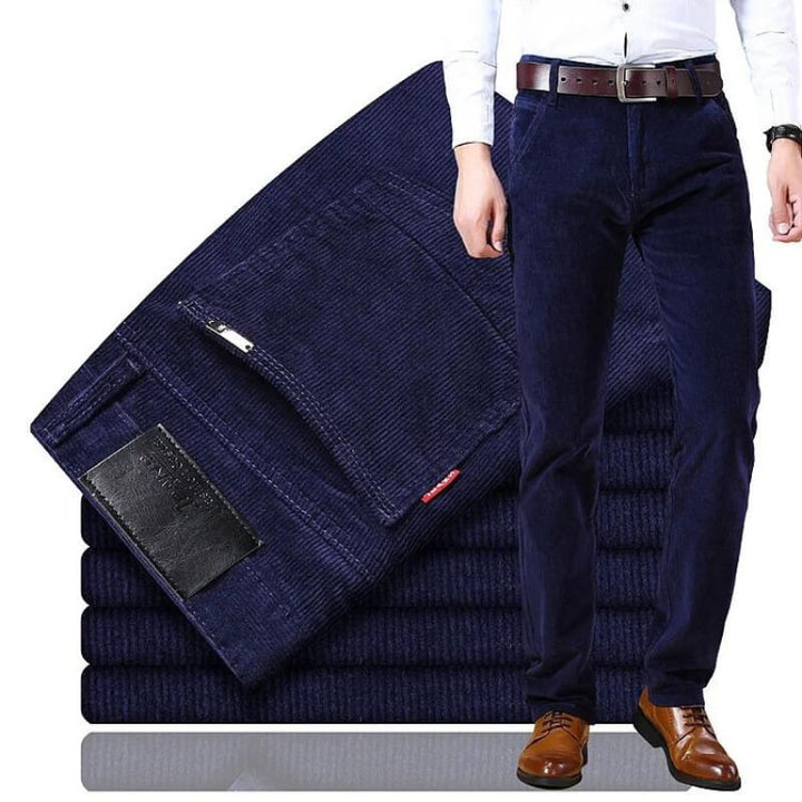Stylish Corduroy Men's Trousers - Kenny-Dark Blue-28-Nora Luxe