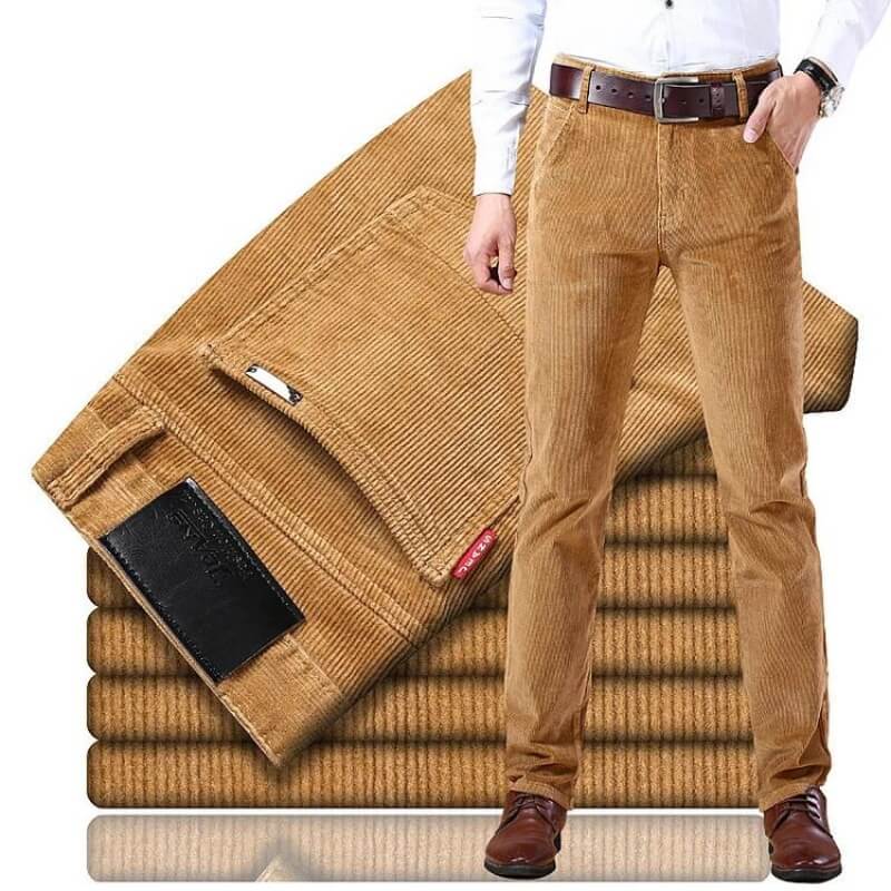 Stylish Corduroy Men's Trousers - Kenny-Khaki-28-Nora Luxe