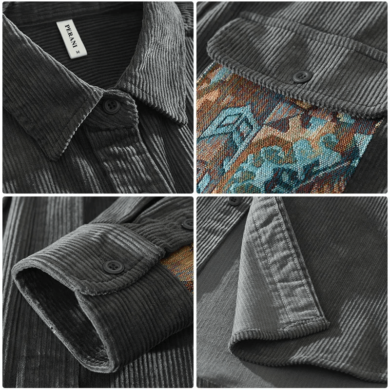 Stylish Corduroy Shirt for Men - Floris-Brown-M-Nora Luxe