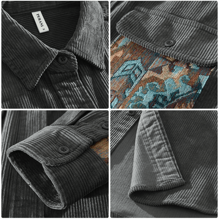 Stylish Corduroy Shirt for Men - Floris-Brown-M-Nora Luxe