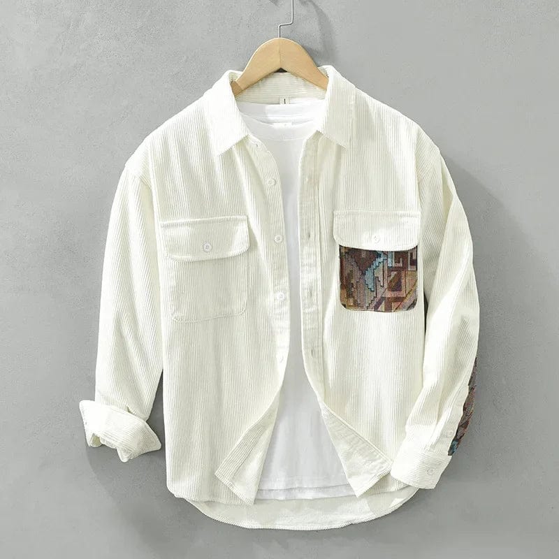 Stylish Corduroy Shirt for Men - Floris-White-M-Nora Luxe