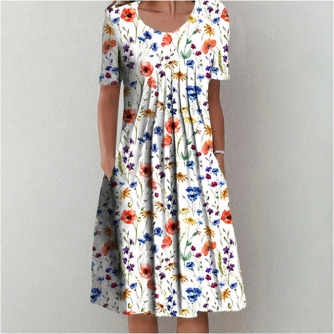 Stylish cotton dress for ladies - Lena-White/red-XS-Nora Luxe
