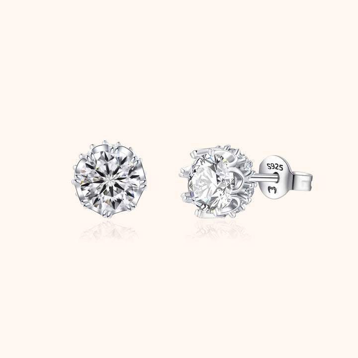 Stylish Crown Earrings - Elina-Silver-Nora Luxe