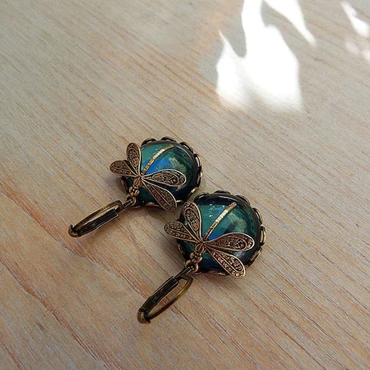 Stylish Crystal Antique Gold Earrings - Amarae-Blue-Nora Luxe