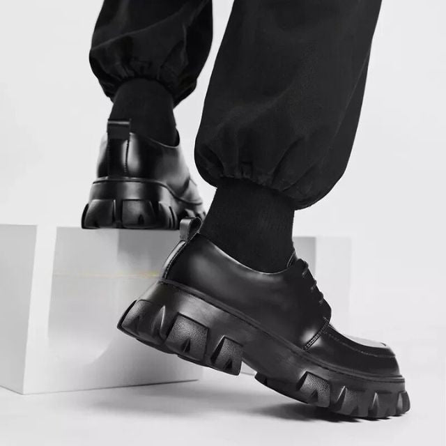 Stylish Derby Shoes with Thick Sole - Ethan-Black-5.5-Nora Luxe