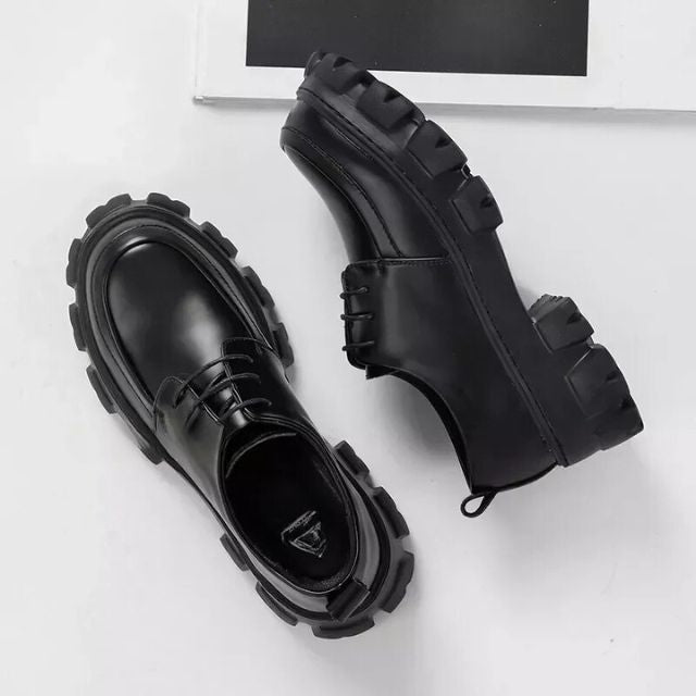 Stylish Derby Shoes with Thick Sole - Ethan-Black-5.5-Nora Luxe