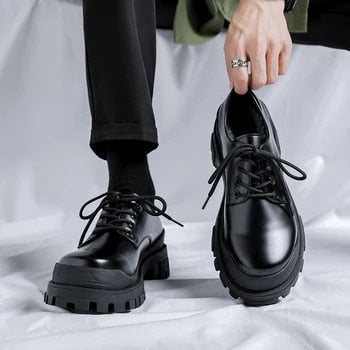 Stylish Derby Shoes with Thick Sole - Ethan-Black-5.5-Nora Luxe