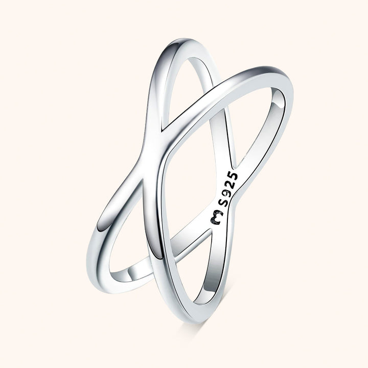 Stylish Double Cross Ring - Calindra-Silver-5-Nora Luxe