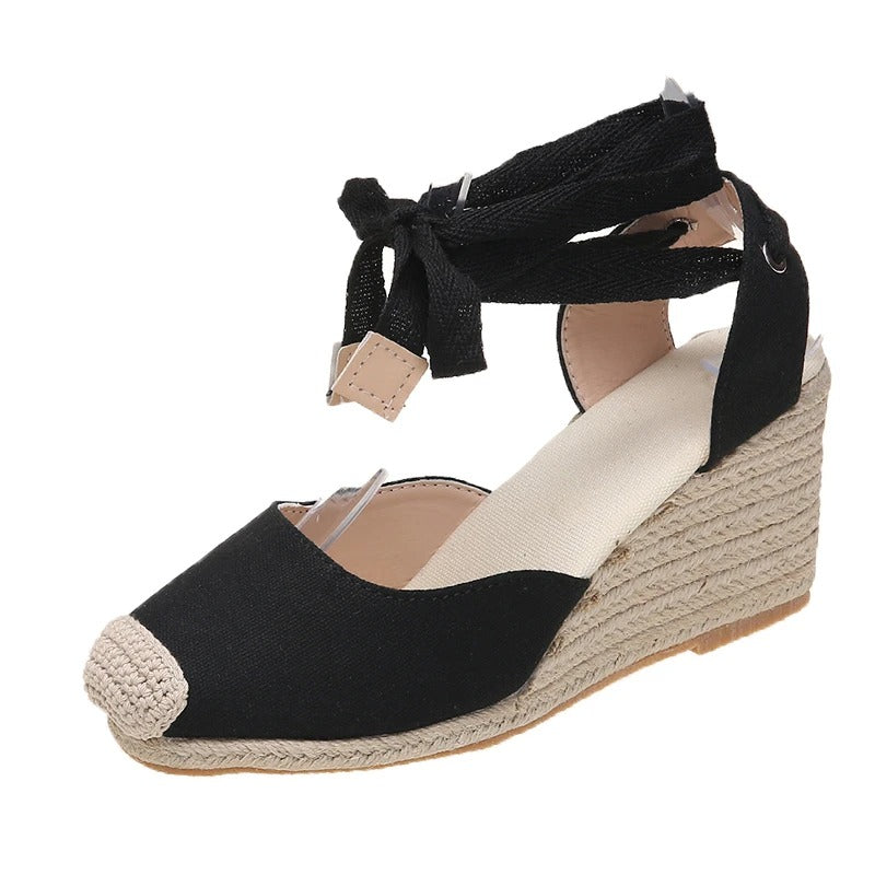 Stylish espadrille sandals for women – Maribel-Black-4.5-Nora Luxe