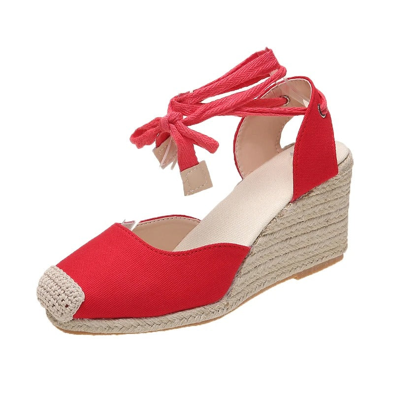 Stylish espadrille sandals for women – Maribel-Red-4.5-Nora Luxe