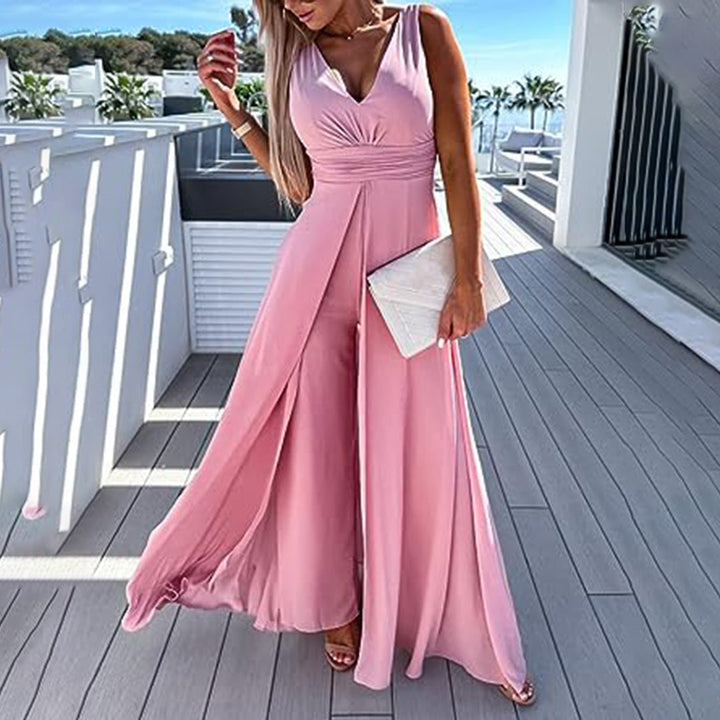 Stylish festive ladies' jumpsuit with dress look – Lorena-Black-S-Nora Luxe