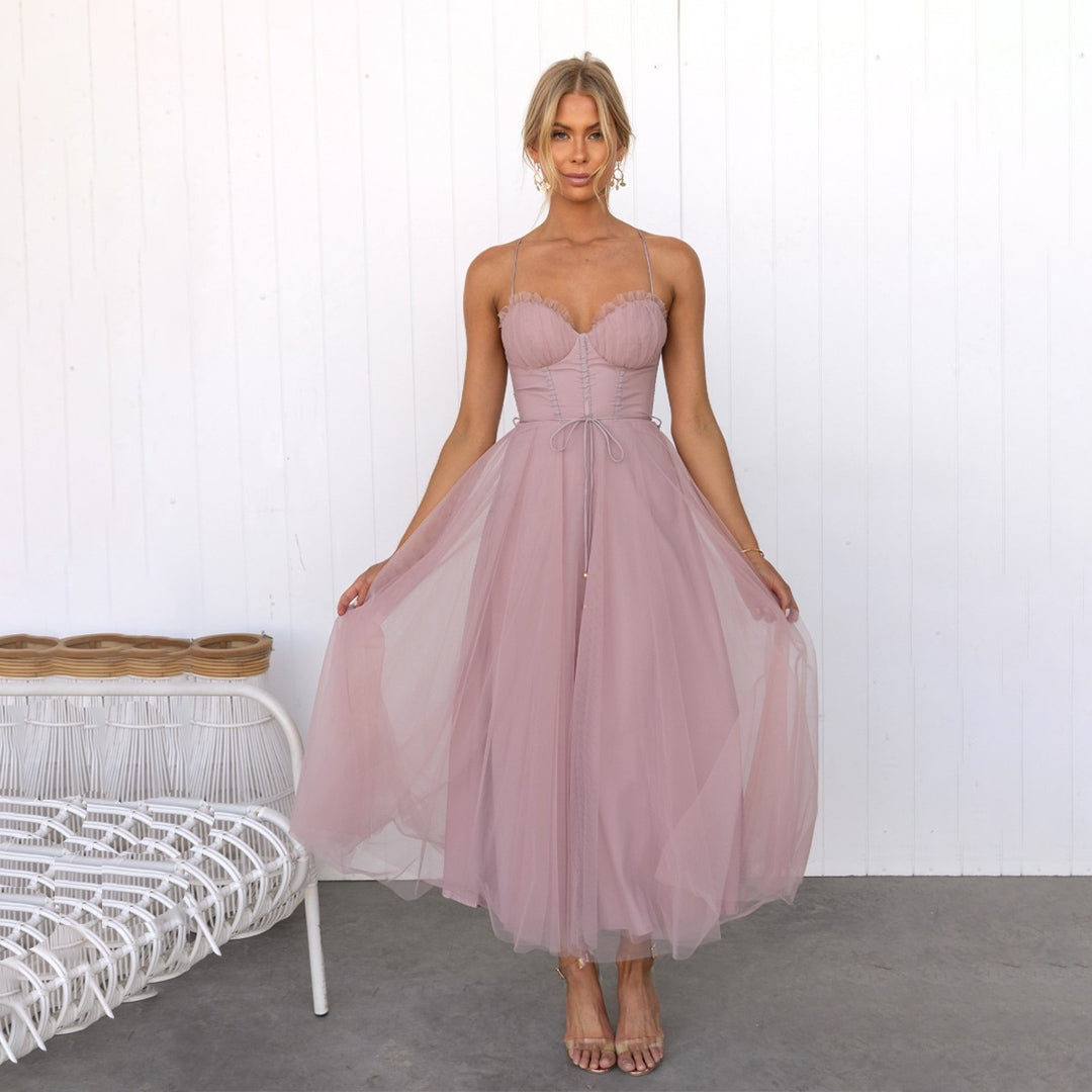 Stylish Festive Midi Dress - Luna-Pink-2XS-Nora Luxe