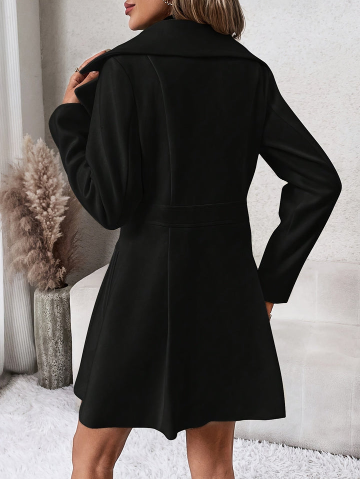 Stylish Flare Coat with Double-Breasted Buttons - Isadora-White-S-Nora Luxe