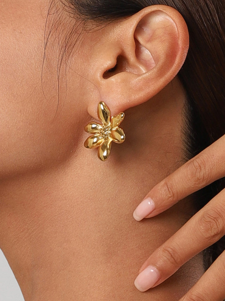 Stylish Flower Earrings - Florina-Gold-Nora Luxe