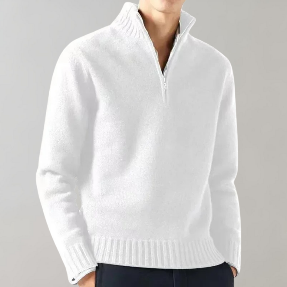 Stylish Half-Zip Men's Sweater - Ethan-White-S-Nora Luxe