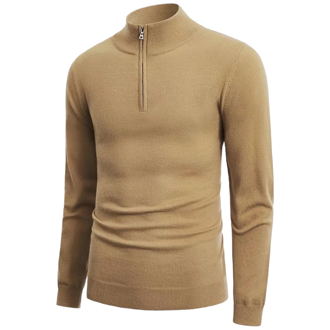 Stylish Half-Zip Sweater for Men - NordFlex-Beige-S-Nora Luxe