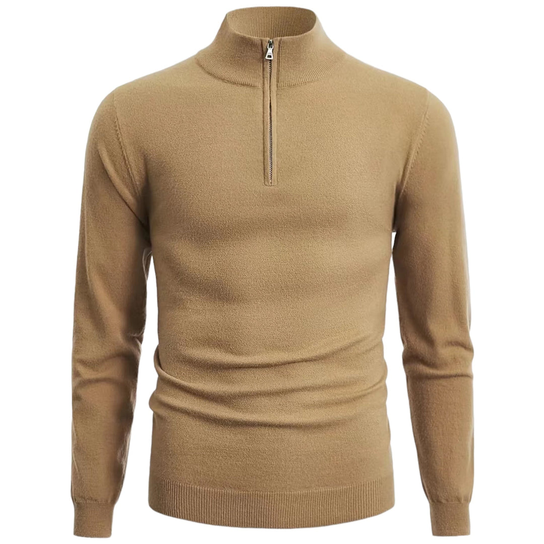 Stylish Half-Zip Sweater for Men - NordFlex-Beige-S-Nora Luxe