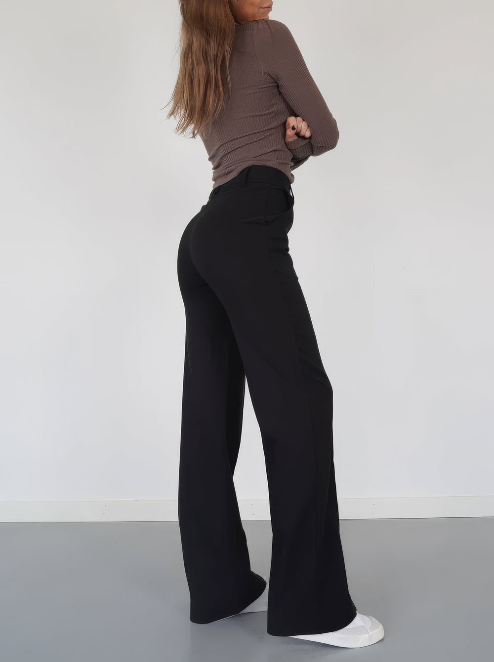 Stylish High-Waisted Trousers - Luna-Black-S-Nora Luxe